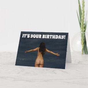 BARE BUTT BEACH GIRL BIRTHDAY CARD FOR HER