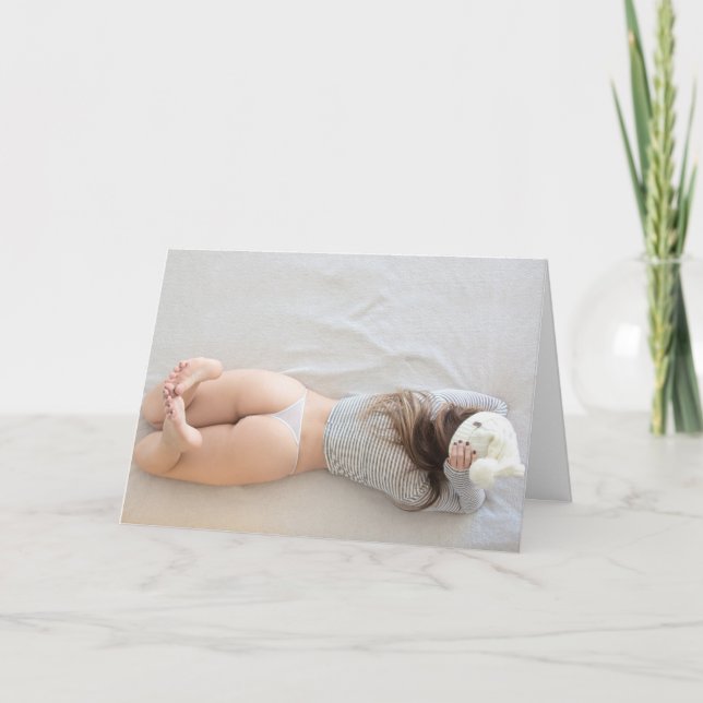 BARE BUTT G-STRING BEACH GIRL FUNNY BIRTHDAY CARD (Front)