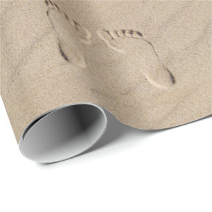 Bare Feet Footprints In Sand  Wrapping Paper