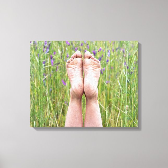bare feet in wildflowers canvas print (Front)