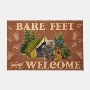 Bare Feet Welcome Doormat, Cute Bear Go Camping Doormat