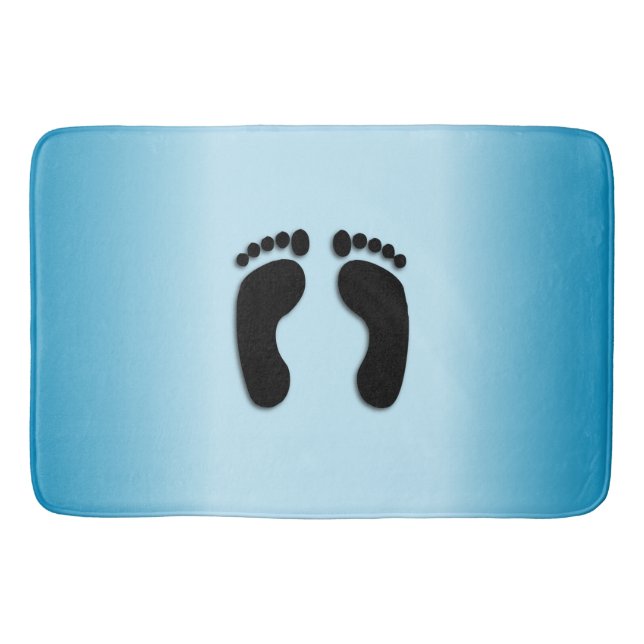 Bare Footprints Blue Bath Mat (Front)