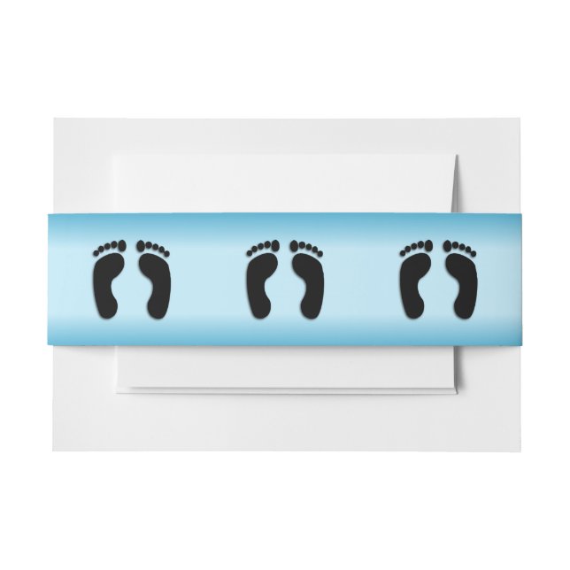 Bare Footprints Blue Invitation Belly Band (Front Example)