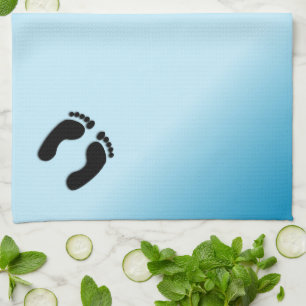 Bare Footprints Blue Tea Towel