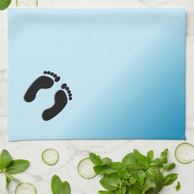 Bare Footprints Blue Tea Towel (Folded)