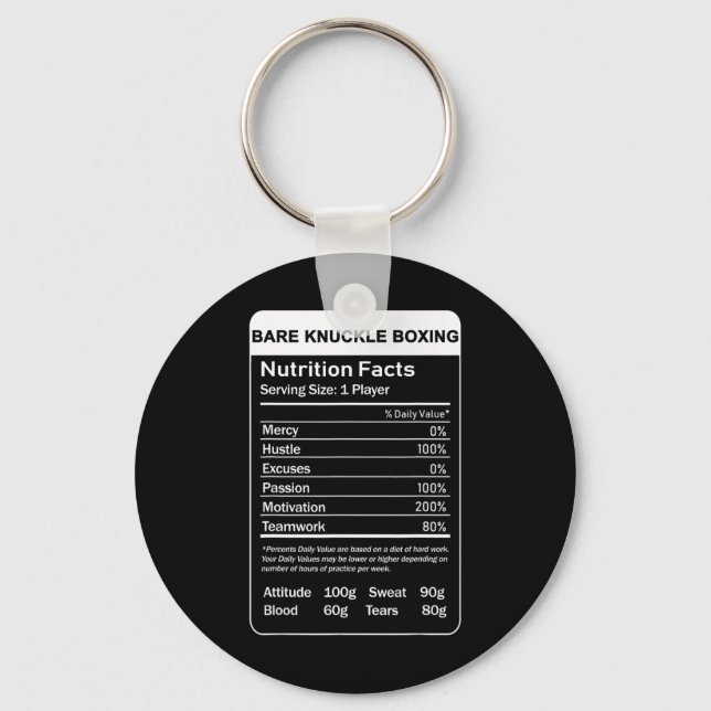 Bare Knuckle Boxing Nutrition Facts  Key Ring (Front)