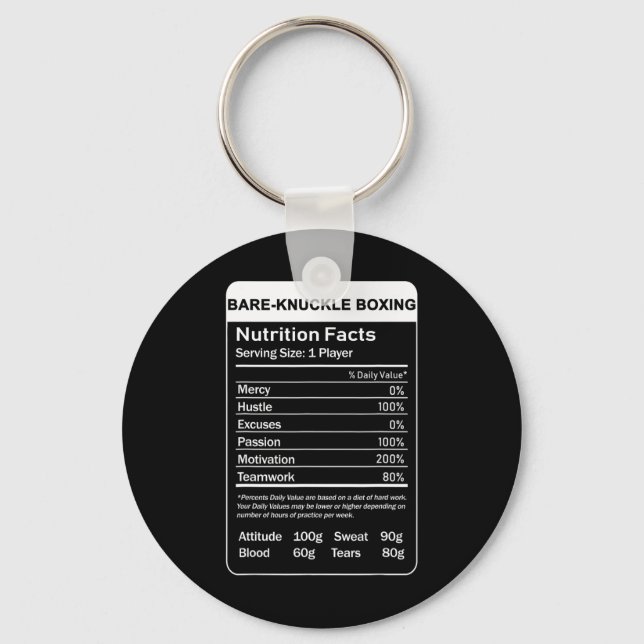 Bare-knuckle Boxing Nutrition Facts  Key Ring (Front)