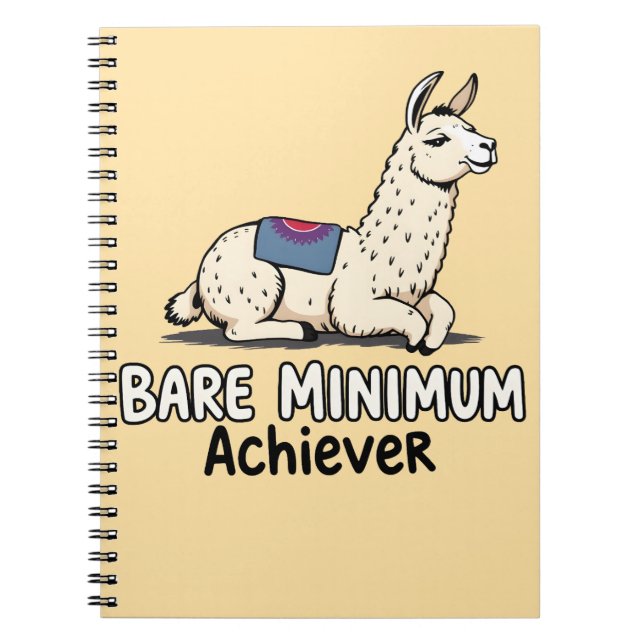 Bare Minimum Achiever Funny Llama Lazy Humor  Notebook (Front)