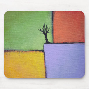 Bare tree colourful art all seasons modern mouse mat