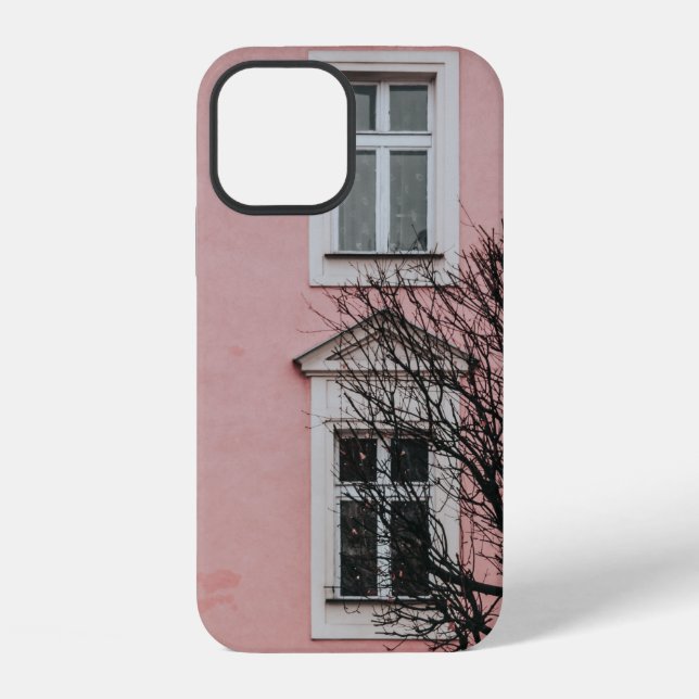 BARE TREE IN FRONT OF PINK BUILDING iPhone CASE (Back)