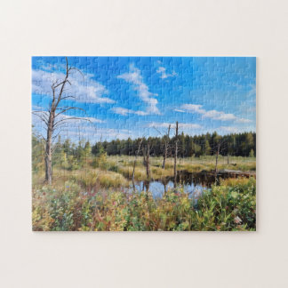 Bare Trees and a Peaceful Pond Jigsaw Puzzle