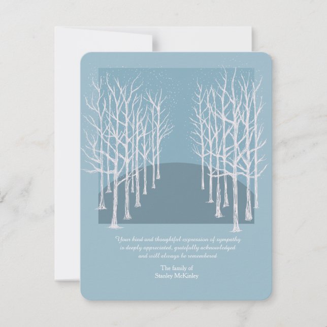 Bare Trees Funeral Photo Thank You Card Custom Fin (Front)