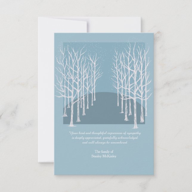 Bare Trees Funeral Thank You Card (Front)