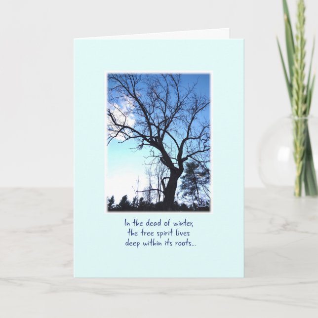 Bare Winter Tree on Pale Blue Encouragement Card (Front)