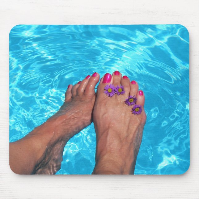 Barefeet With Flower In Swimming Pool Mouse Mat (Front)