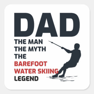 Barefoot Barefooting skiing Water sport Dad Square Sticker