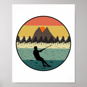 Barefoot Barefooting skiing Water sport Motorboat Poster