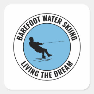 Barefoot Barefooting skiing Water sport Motorboat Square Sticker