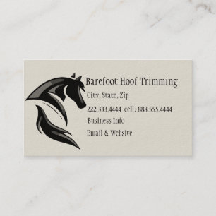 Barefoot Hoof Trimming Black White Art Business Card