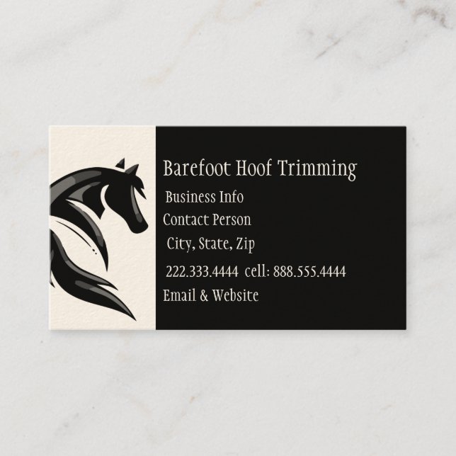 Barefoot Hoof Trimming Black White Classic Business Card (Front)