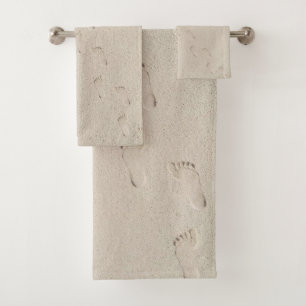 Barefoot Prints in Beach Sand  Bath Towel Set