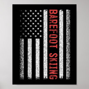 Barefoot Skiing American Flag 4th Of July Poster