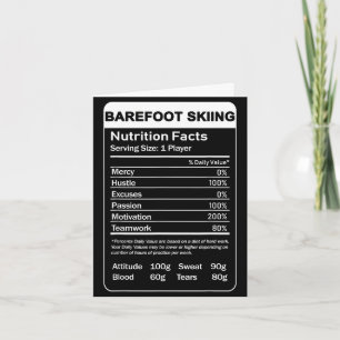 Barefoot skiing nutrition facts card