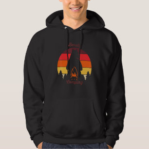 Barely Camping Sunset Bear Campfire Social Distanc Hoodie