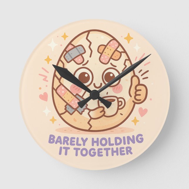 Barely Holding It Together Round Clock (Front)