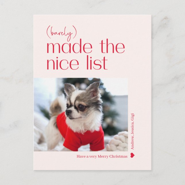 Barely Made It Editable Colour Holiday Postcard (Front)