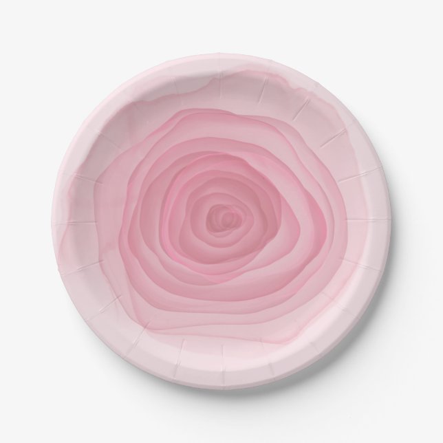 Barely Pink Acid Paint Rose in Subtle Pink Paper Plate (Front)