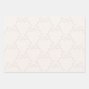 Barely There Modern Cream Ribbons Bows  Wrapping Paper Sheet