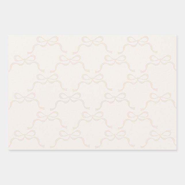 Barely There Modern Cream Ribbons Bows  Wrapping Paper Sheet (Front)