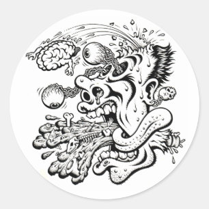 BARF BRAIN CLASSIC ROUND STICKER