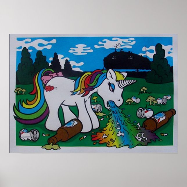 Barfing Unicorn Poster (Front)