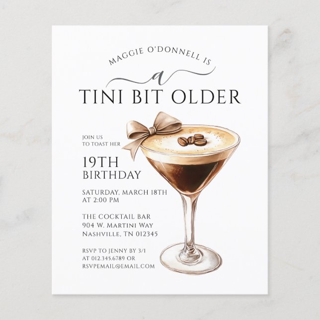 BARGAIN A Tini Bit Older Martini 19th Birthday (Front)