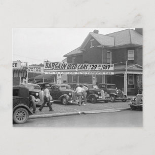 Bargain Used Cars, 1938 Postcard