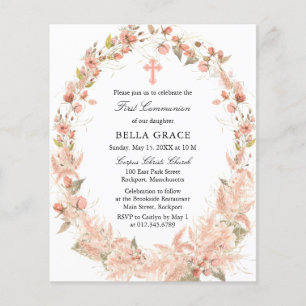 Bargain Wildflower First Communion Invitation