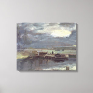 Barges on the Stour with Dedham Church in the Dist Canvas Print