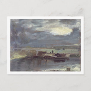 Barges on the Stour with Dedham Church in the Dist Postcard