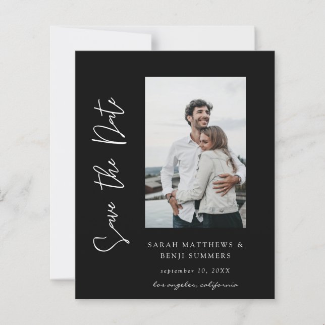 Bargin Photo & Hand Typography Save the Date Black (Front)