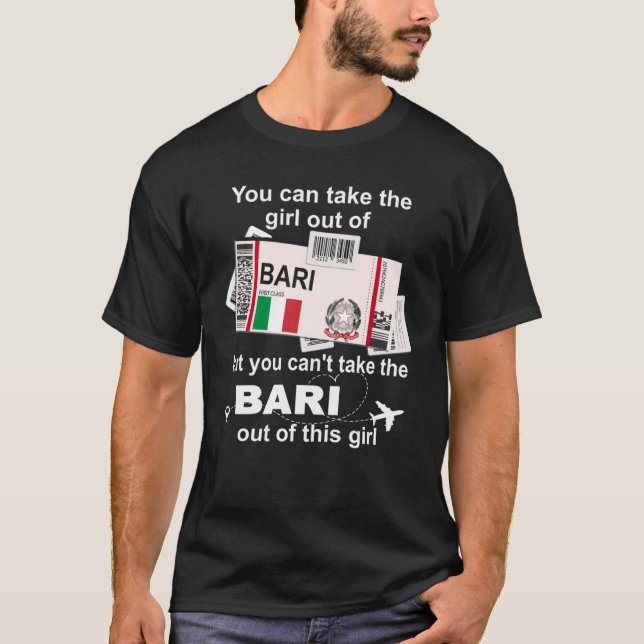 Bari Boarding Pass  Bari Girl  Bari T-Shirt (Front)