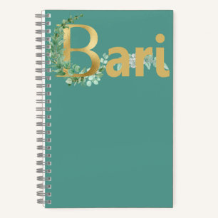BARI IN GOLD WITH FLORAL VINES FOR BARBERSHOPPERS NOTEBOOK