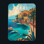 Bari Italy Travel Art Vintage Magnet<br><div class="desc">Bari retro vector travel design. Bari is a port city on the Adriatic Sea,  and the capital of southern Italy’s Puglia region.</div>