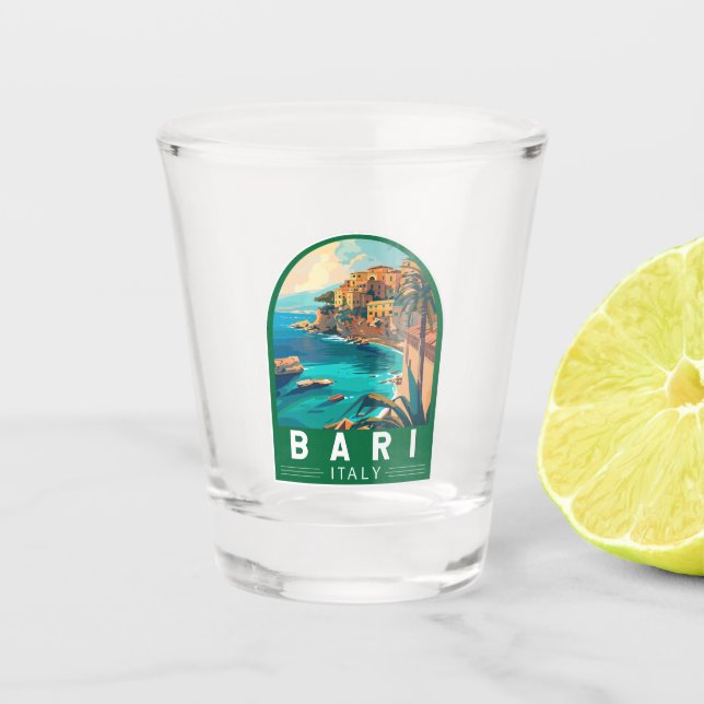 Bari Italy Travel Art Vintage Shot Glass (Front)