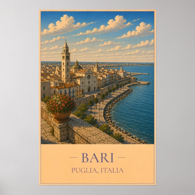 Bari, Italy – Vintage Travel Poster (Front)