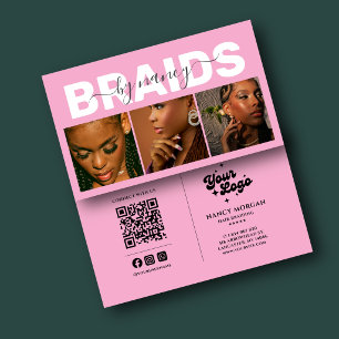 Barids Typography Photo Qr Code Logo Pink Business Card