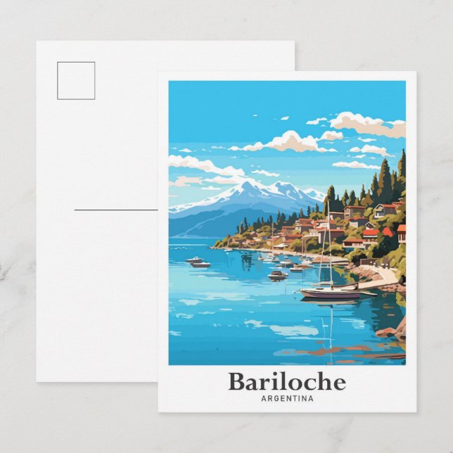 Bariloche Argentina Vintage Travel Illustration Postcard (Front/Back)
