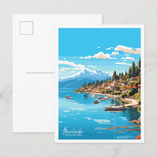 Bariloche Argentina vintage travel illustration Postcard