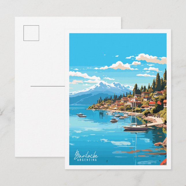 Bariloche Argentina vintage travel illustration Postcard (Front/Back)